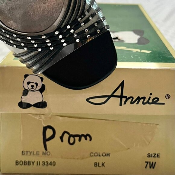 Size  7 Wide Annie Black & Clear High Heels with Silver Sole - Picture 9 of 10